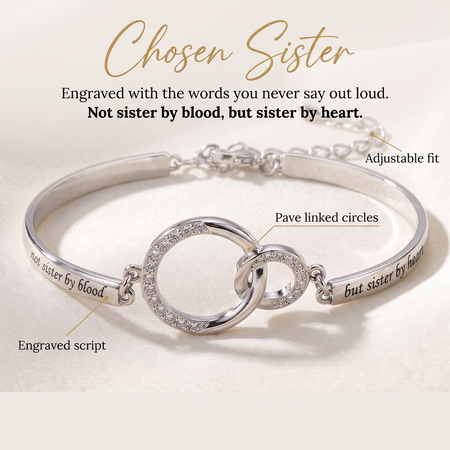 Chosen Sister — Engraved Pavé Bangle