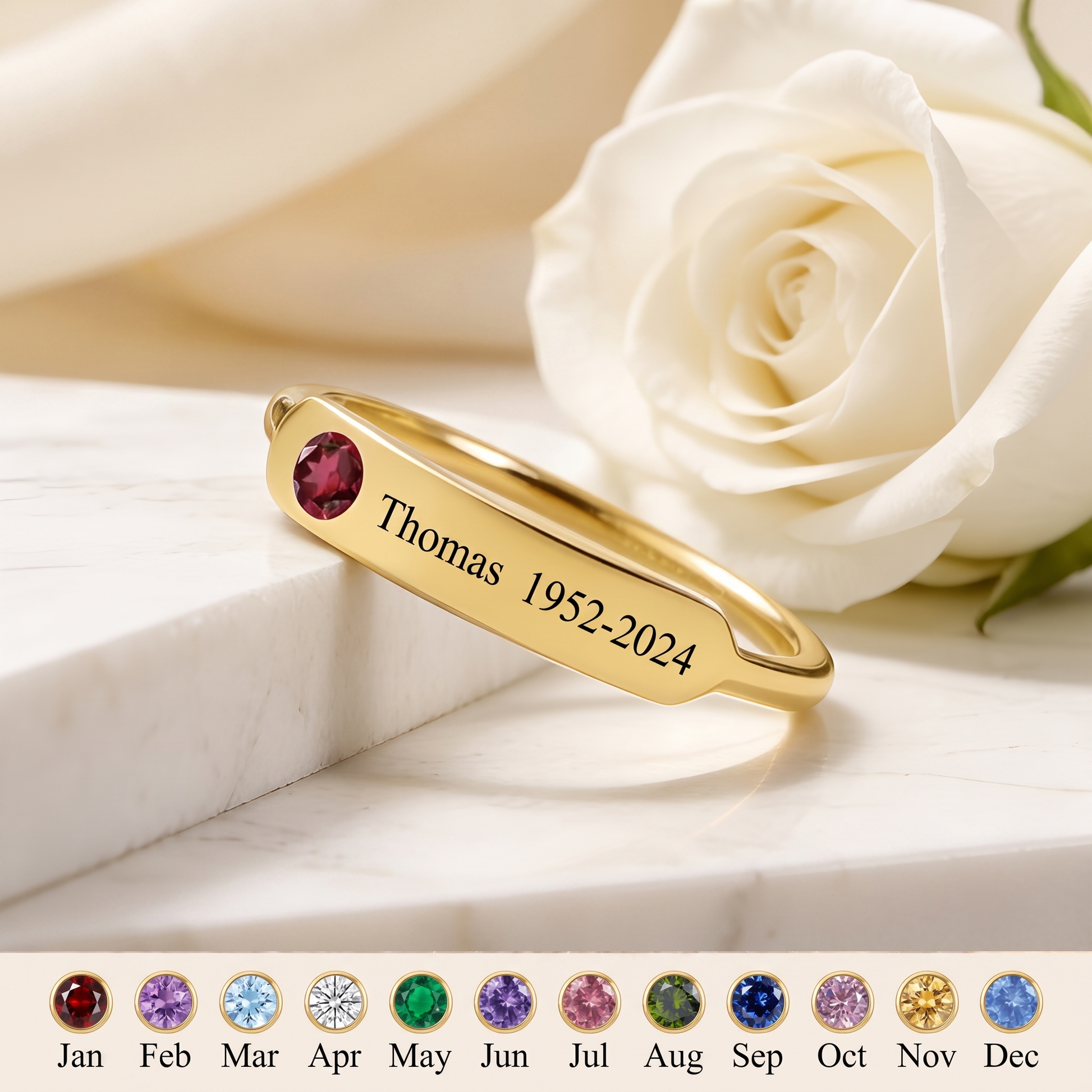 Forever With You — Memorial Name & Birthstone Ring