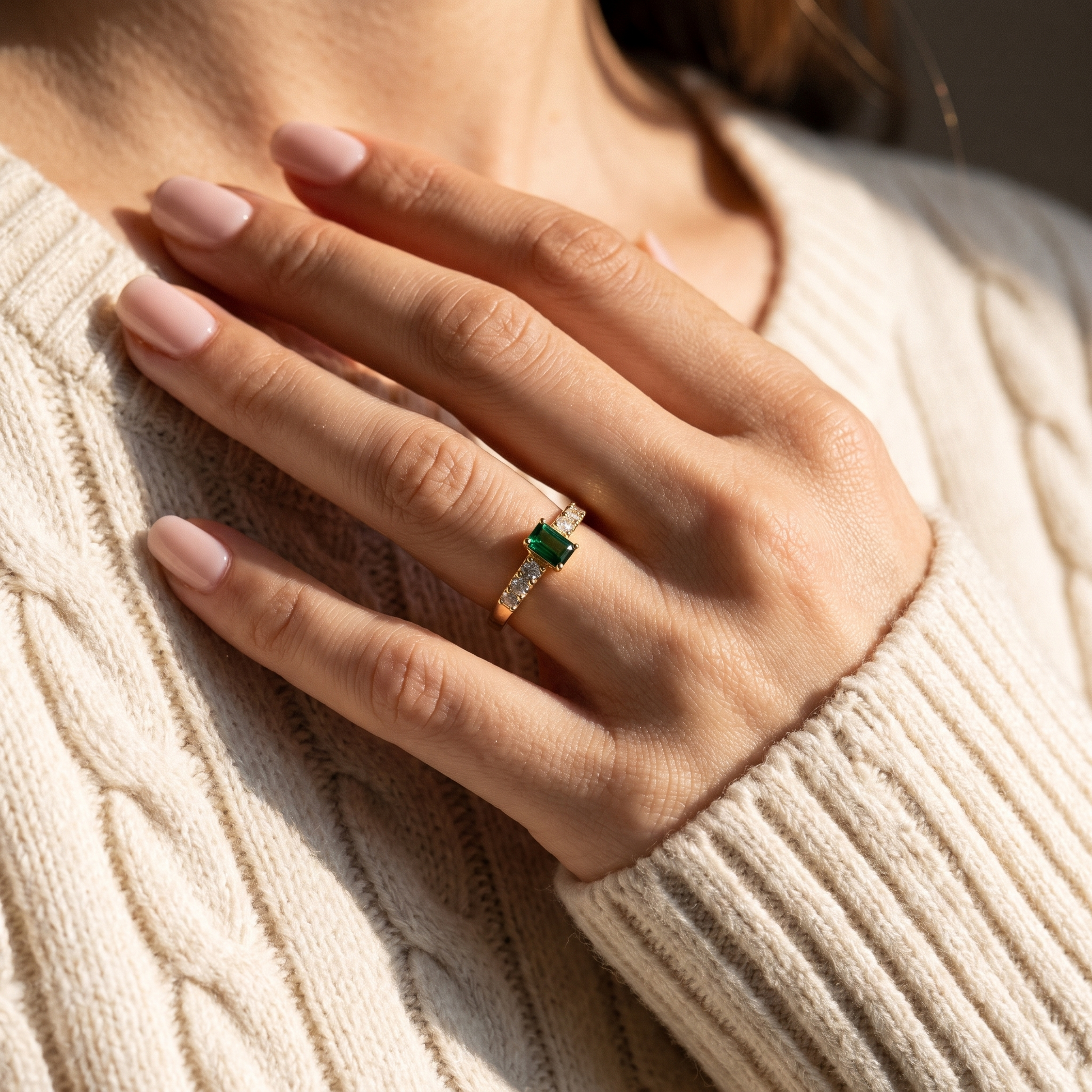 Heaven's Embrace — Emerald Cut Memorial Birthstone Ring
