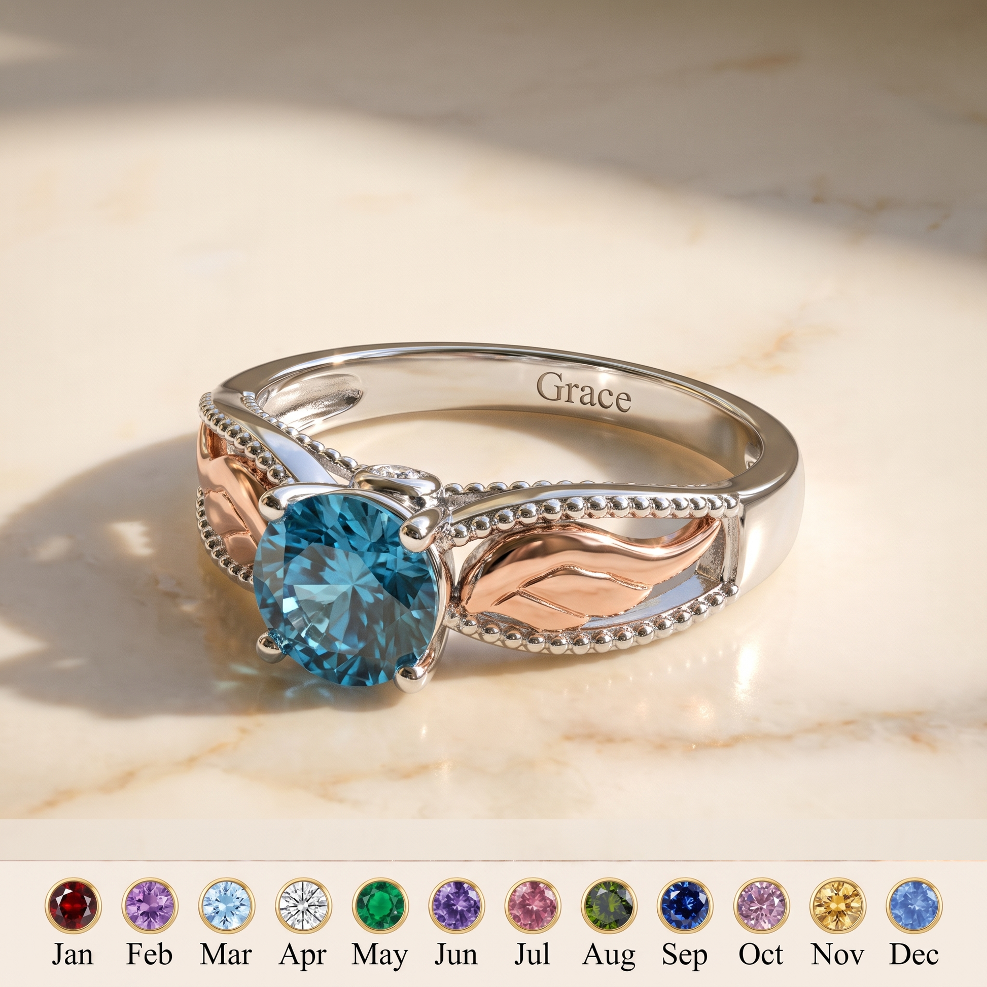 Wrapped in Wings — Angel Wing Memorial Birthstone Ring