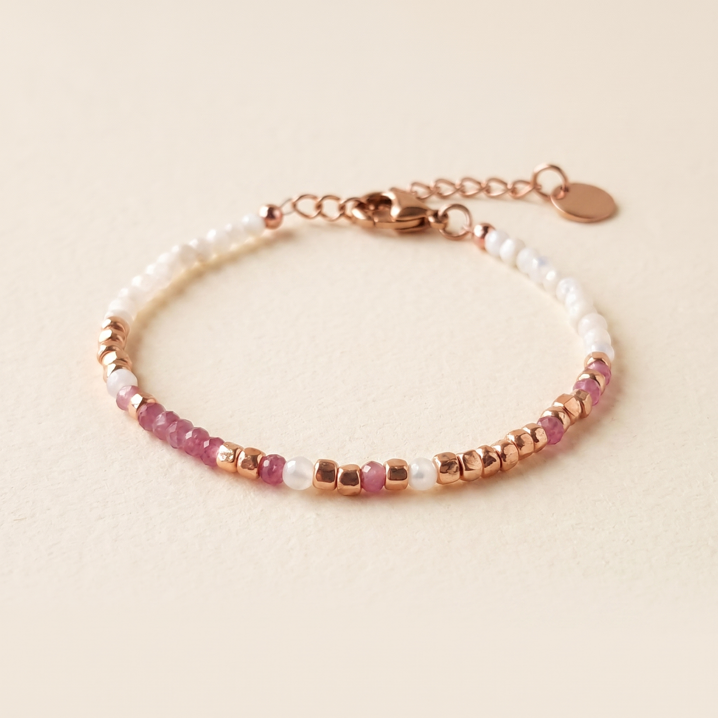 This Is Your Fight — Pink Tourmaline Morse Code Bracelet
