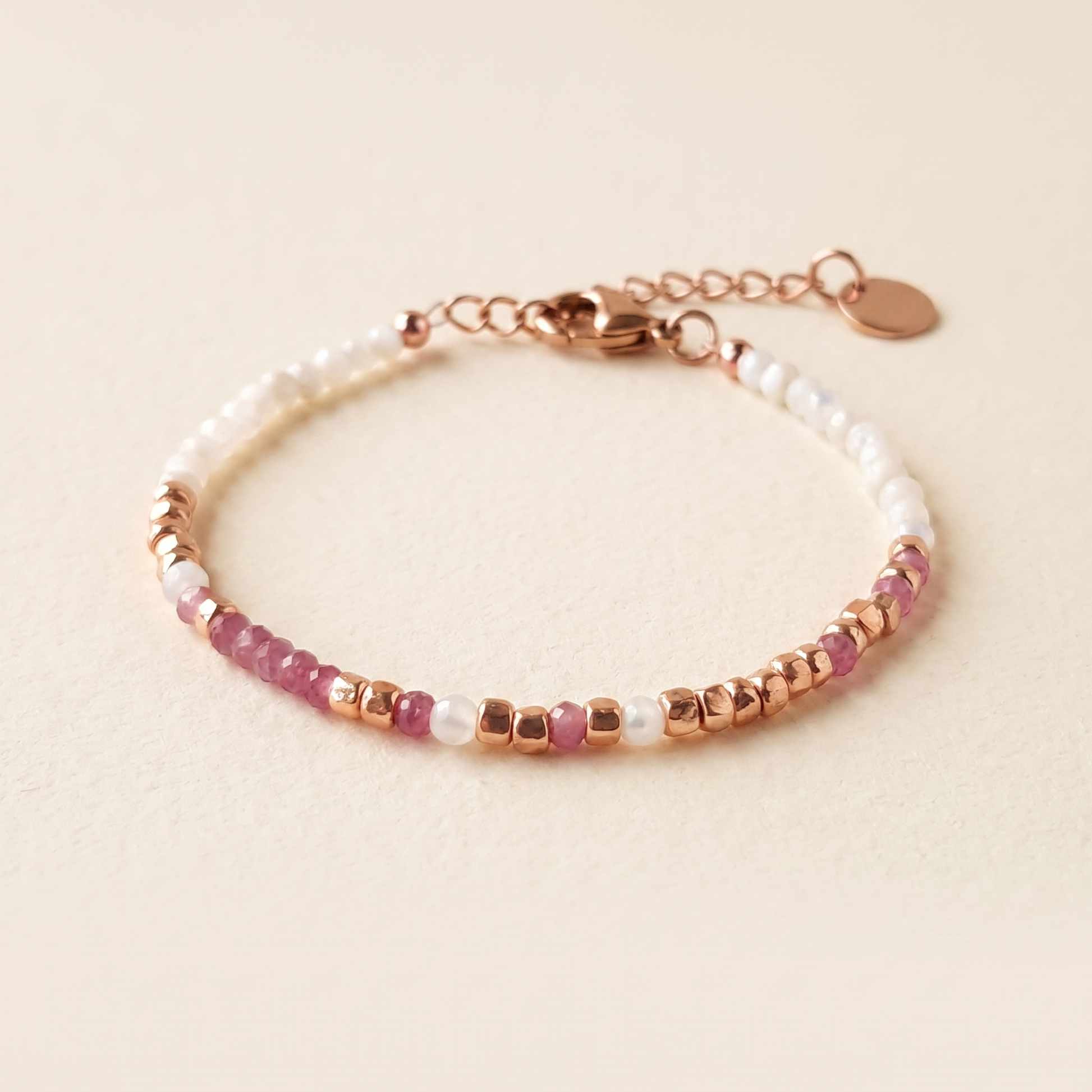 This Is Your Fight — Pink Tourmaline Morse Code Bracelet