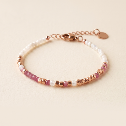 This Is Your Fight — Pink Tourmaline Morse Code Bracelet