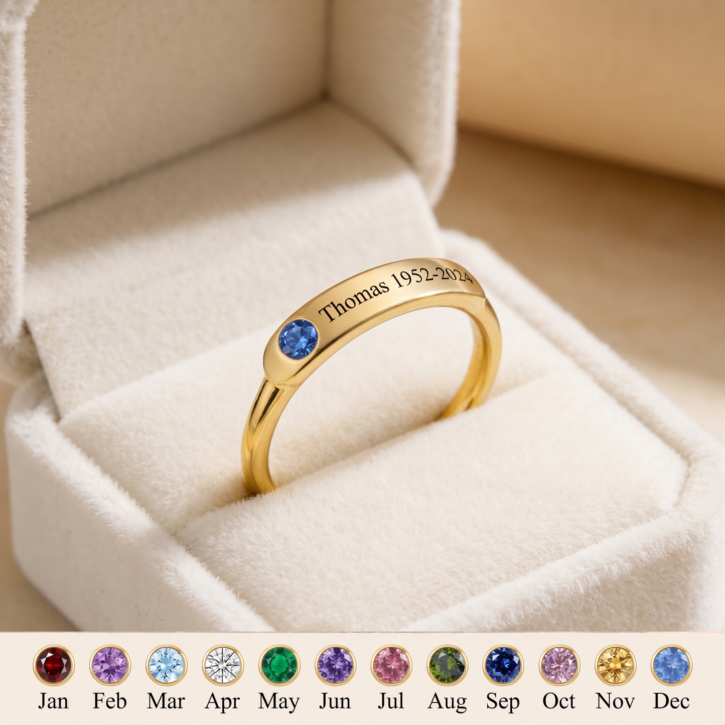 Forever With You — Memorial Name & Birthstone Ring