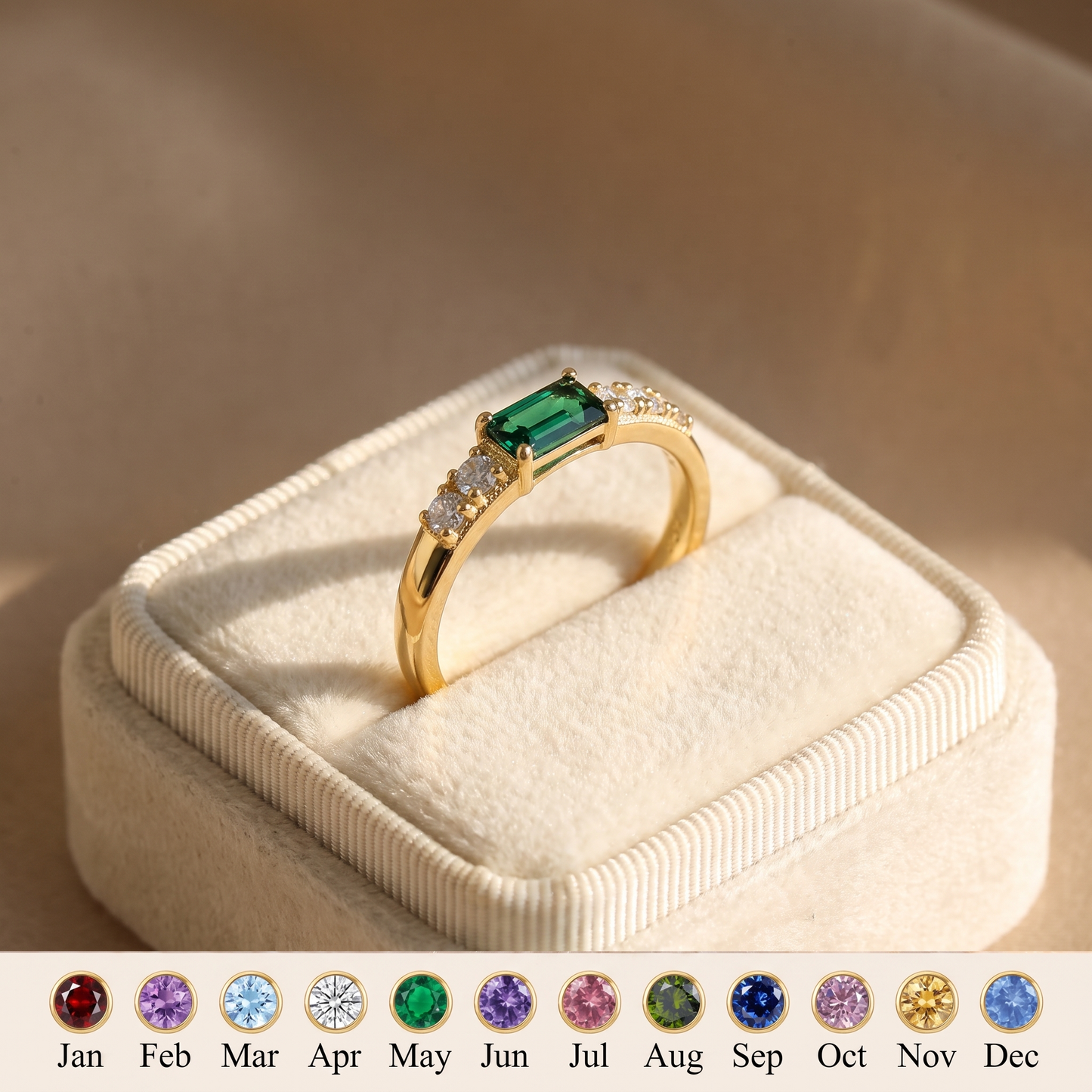 Heaven's Embrace — Emerald Cut Memorial Birthstone Ring