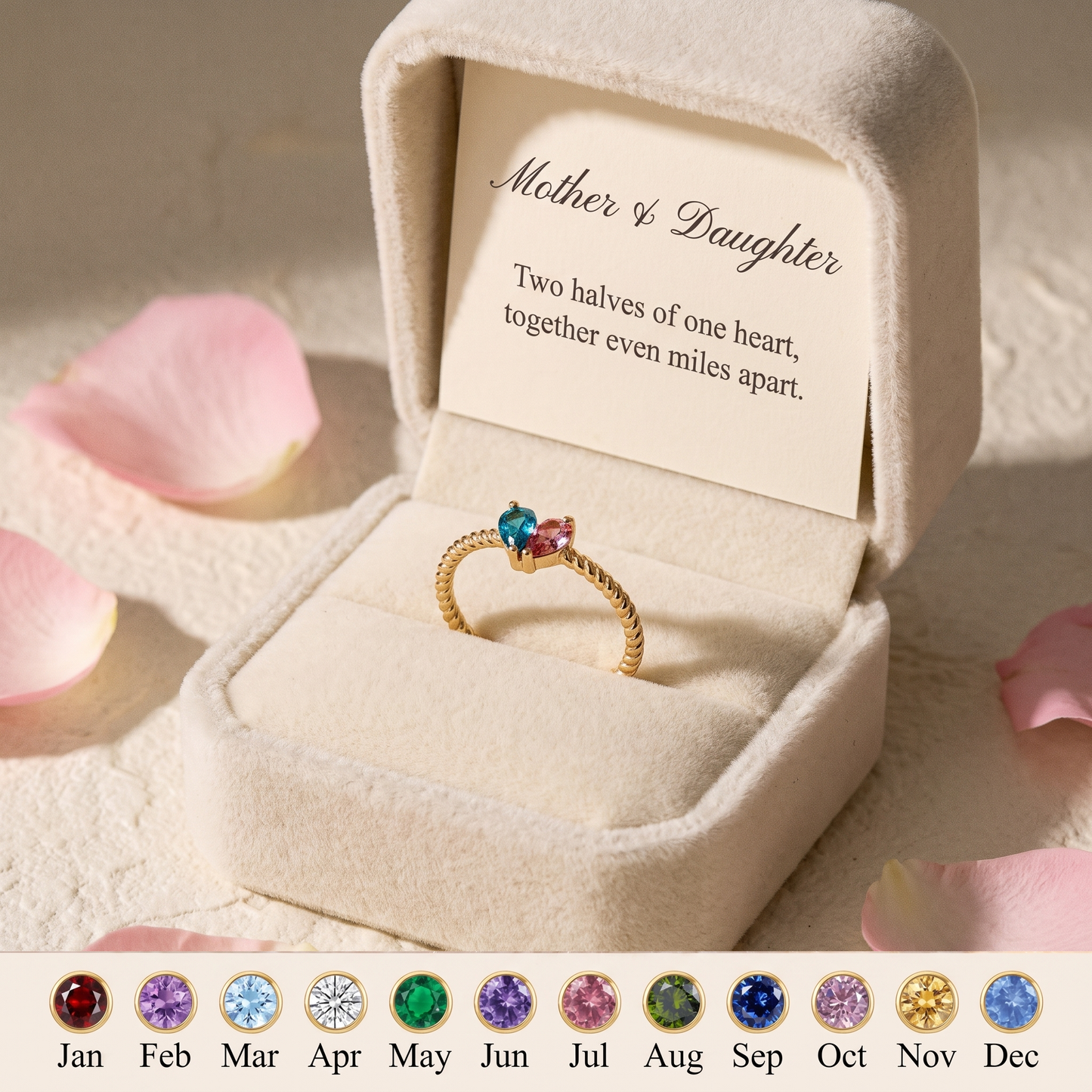Half My Heart — Mother & Daughter Birthstone Ring