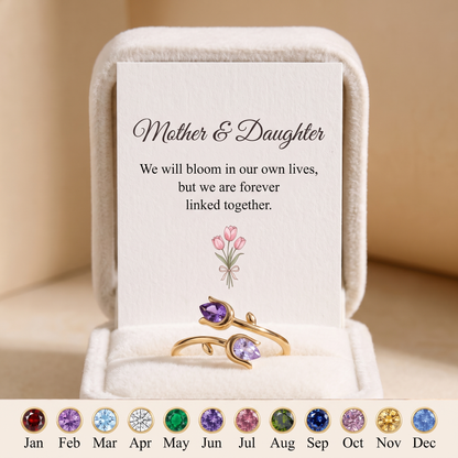 Two Tulips — Mother & Daughter Birthstone Ring