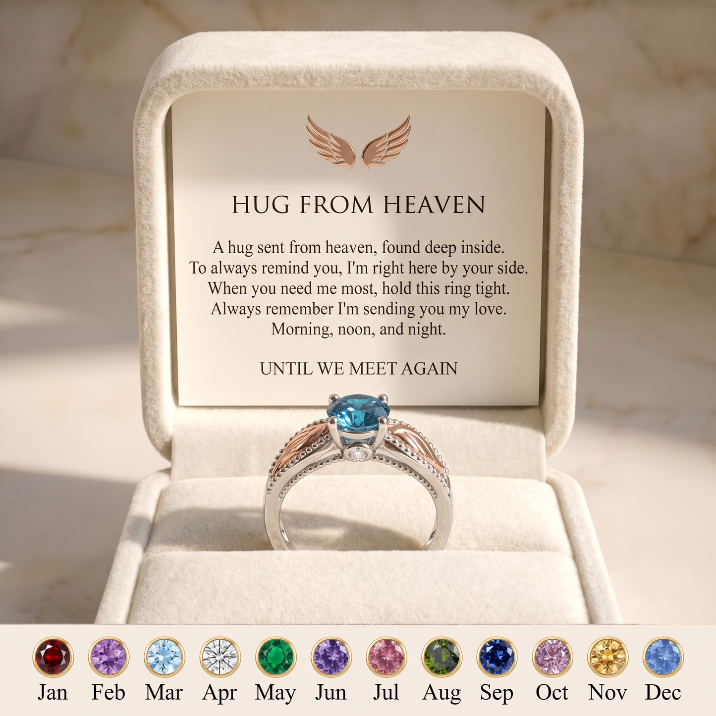 Wrapped in Wings — Angel Wing Memorial Birthstone Ring