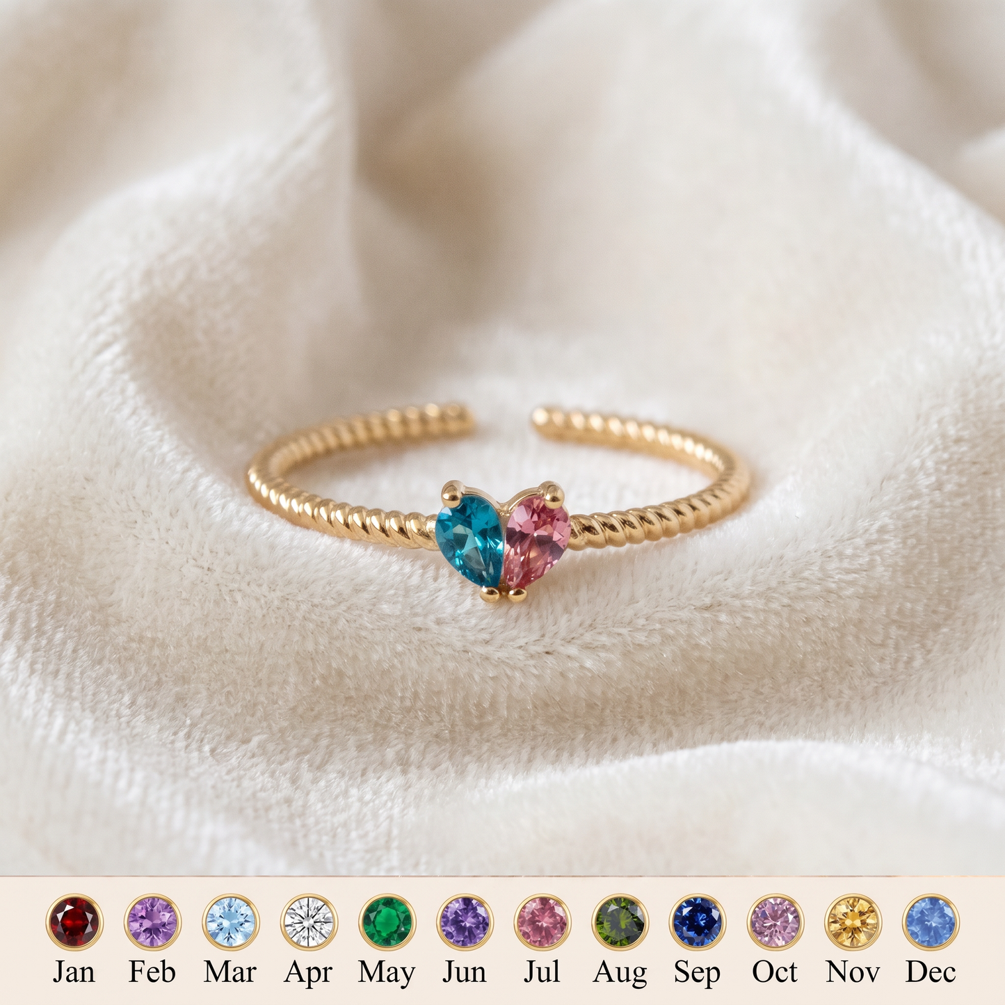 Half My Heart — Mother & Daughter Birthstone Ring