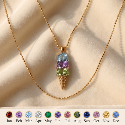 Never Melts — Mother's Ice Cream Birthstone Necklace