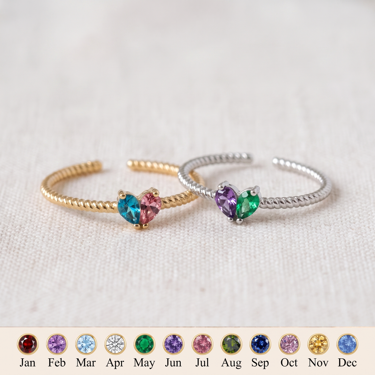 Half My Heart — Mother & Daughter Birthstone Ring