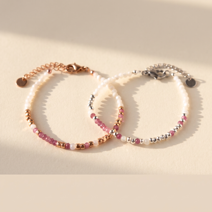 This Is Your Fight — Pink Tourmaline Morse Code Bracelet
