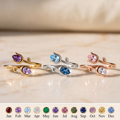 Two Tulips — Mother & Daughter Birthstone Ring