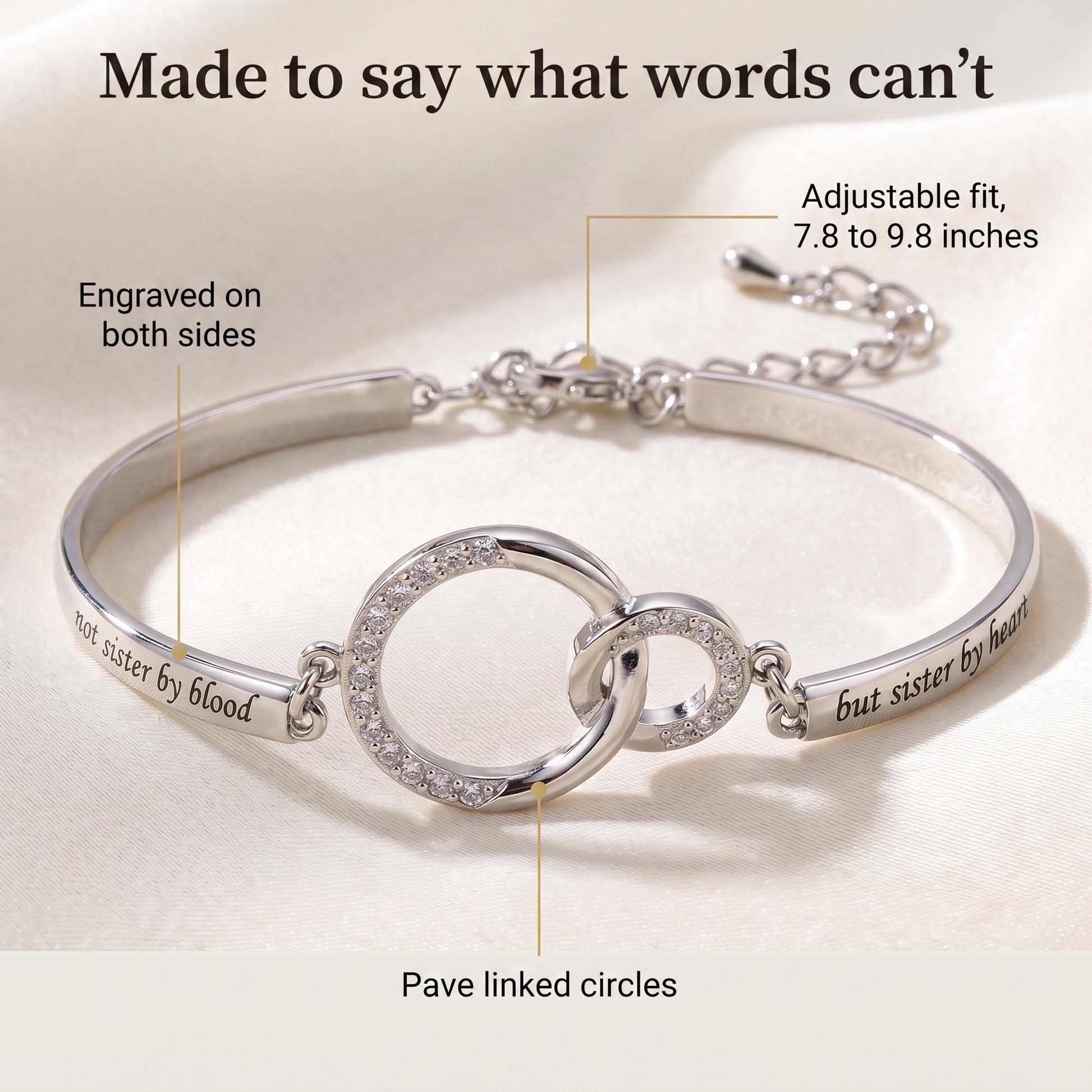 Chosen Sister — Engraved Pavé Bangle