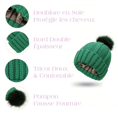 Cocoon - Bonnet Hiver Doublure en Soie Satinée